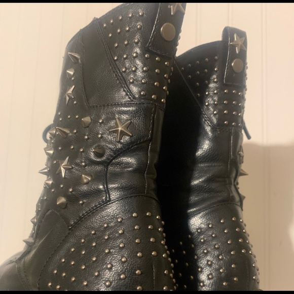 Women’s black Combat Boots with studs and spikes - Picture 3 of 8